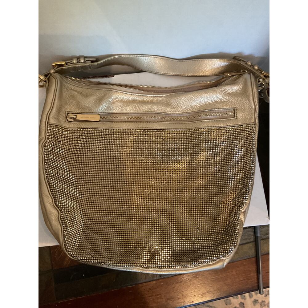 Michael Kors Large Gold Mess and Leather Hobo Shoulder Bag - Picture 7 of 12
